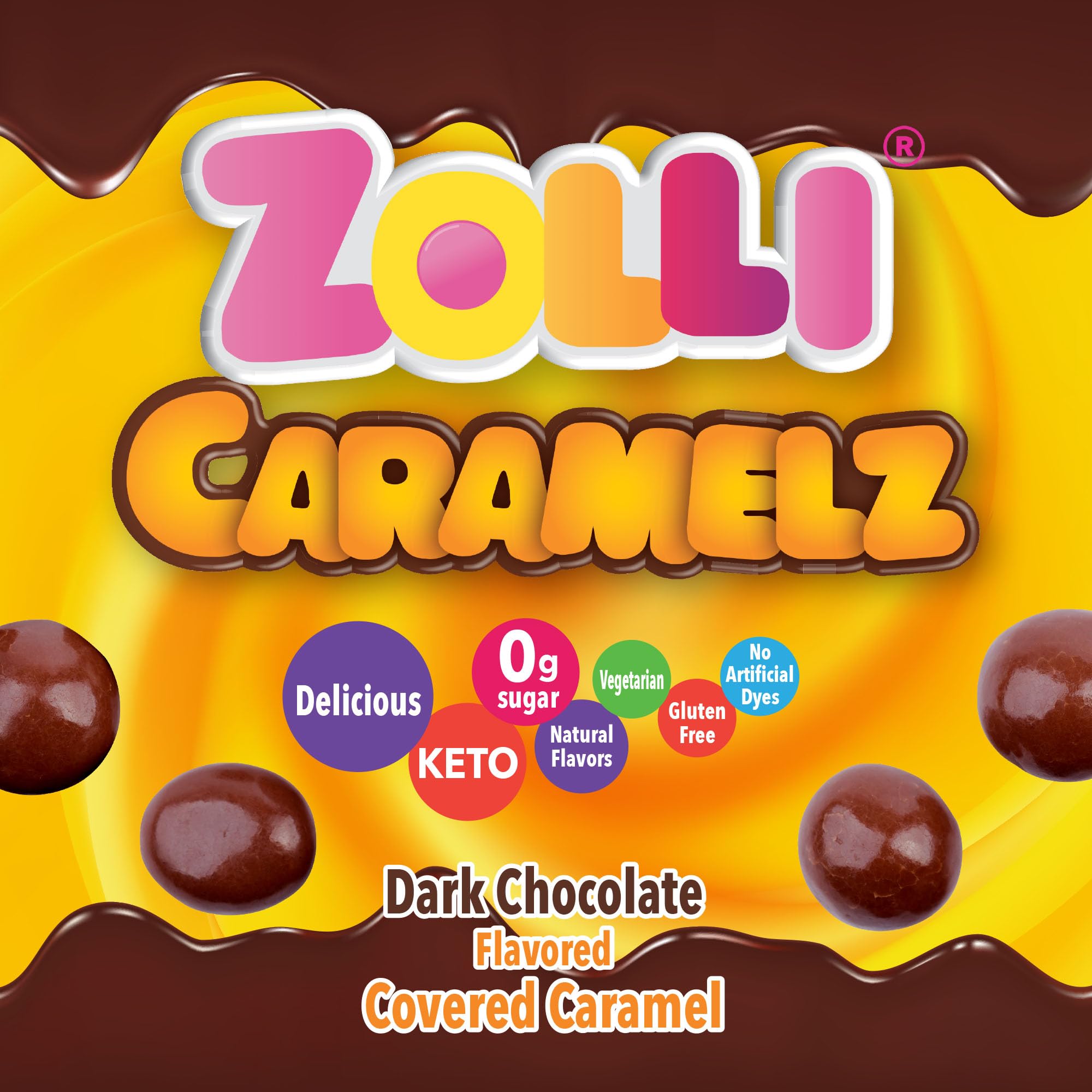 Zollipops Sugar-Free Caramel Dark Chocolate Lollipops for Clean Teeth - 6 Oz Pack - Healthy Candy for Kids & Adults - Perfect for Parties, Gifts & Oral Care