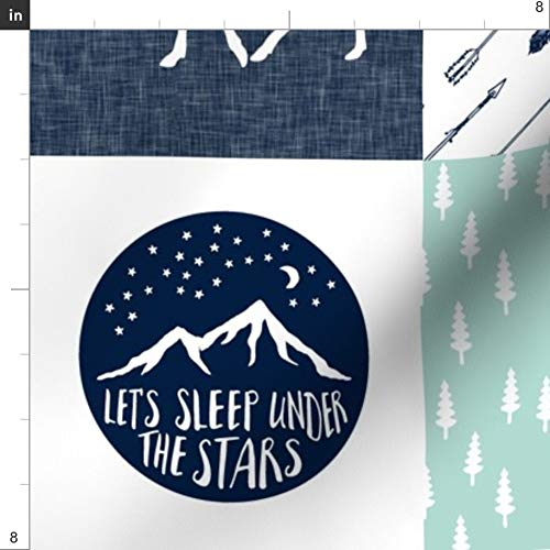 Happy Camper Adventure Blue Navy Moose Printed Minky Fabric by The Yard - Soft Plush Quilting Material for Baby Blankets, Quilt Backing & Sewing Projects - Perfect for Nursery Decor, DIY Crafts & Cozy Home Textiles