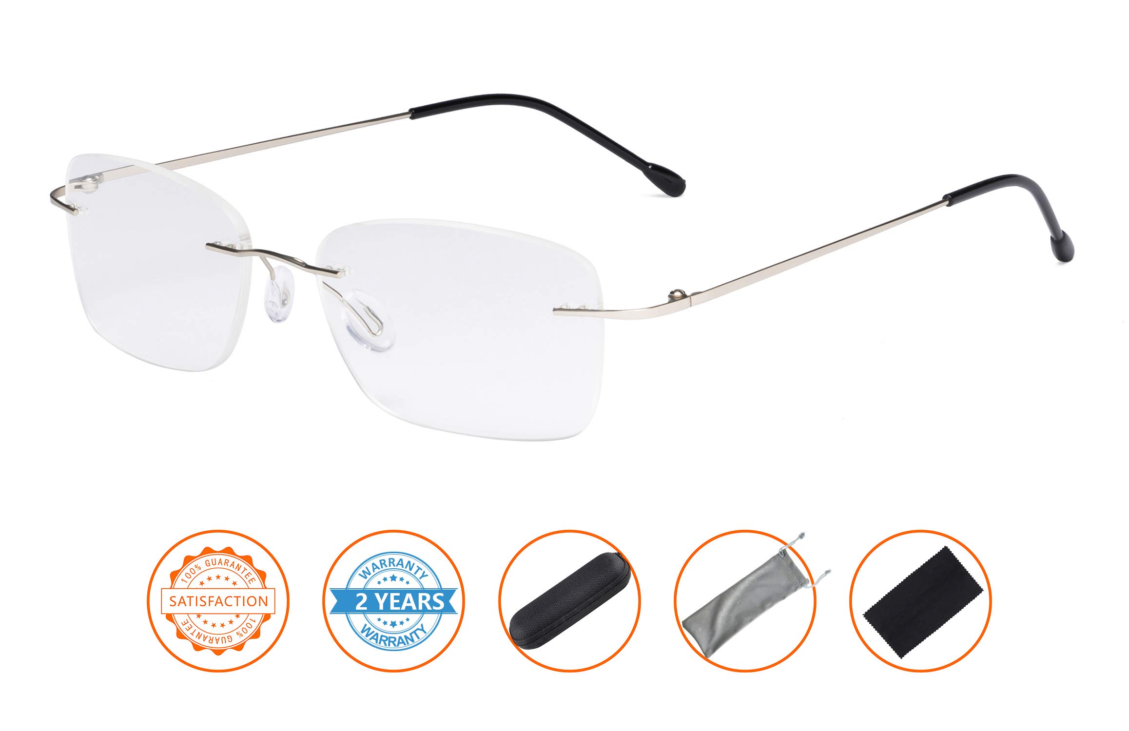 CessBlu Rimless Reading Glasses - Lightweight Blue Light Blocking Computer Glasses for Women & Men - Perfect for Office Work, Reading & Screen Time