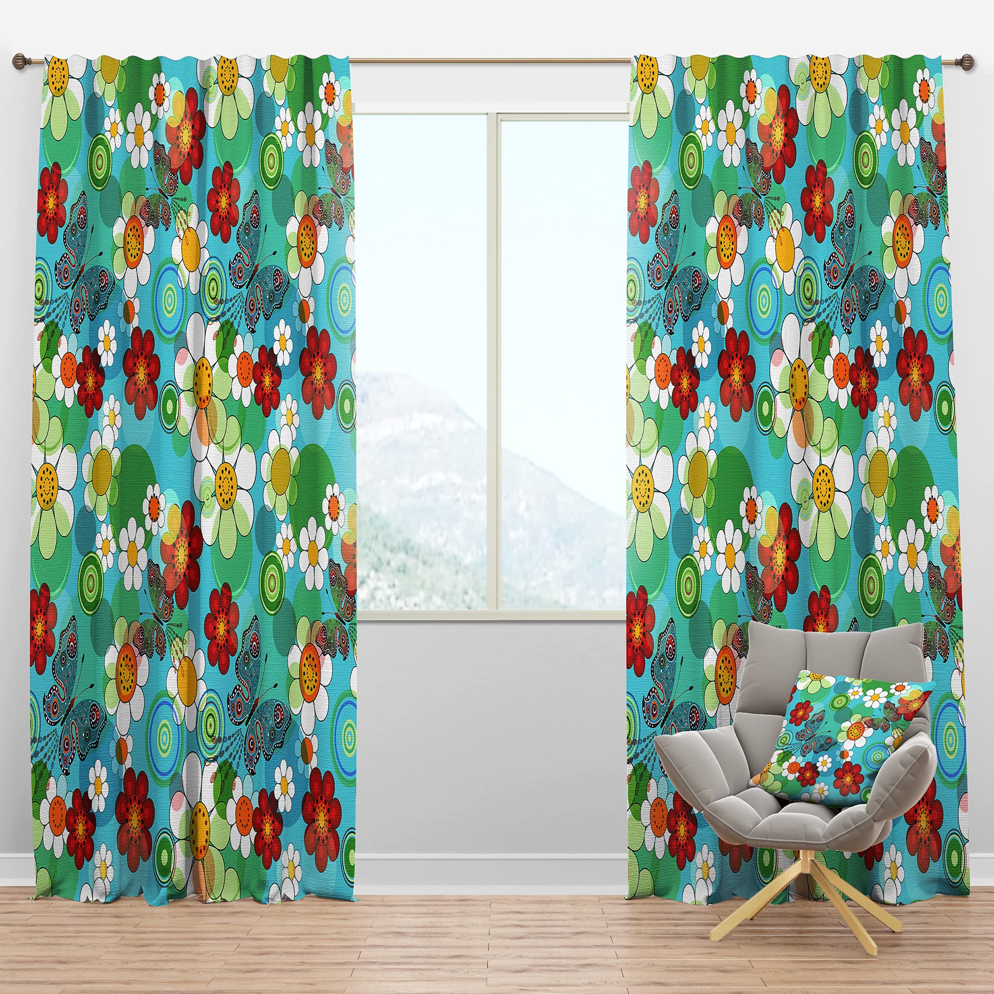 DesignQ Blackout Curtains - Vivid Blue Floral Pattern Thermal Insulated Drapes for Bedroom & Living Room (52x84, Single Panel) - Perfect for Light Blocking, Energy Saving & Home Decor