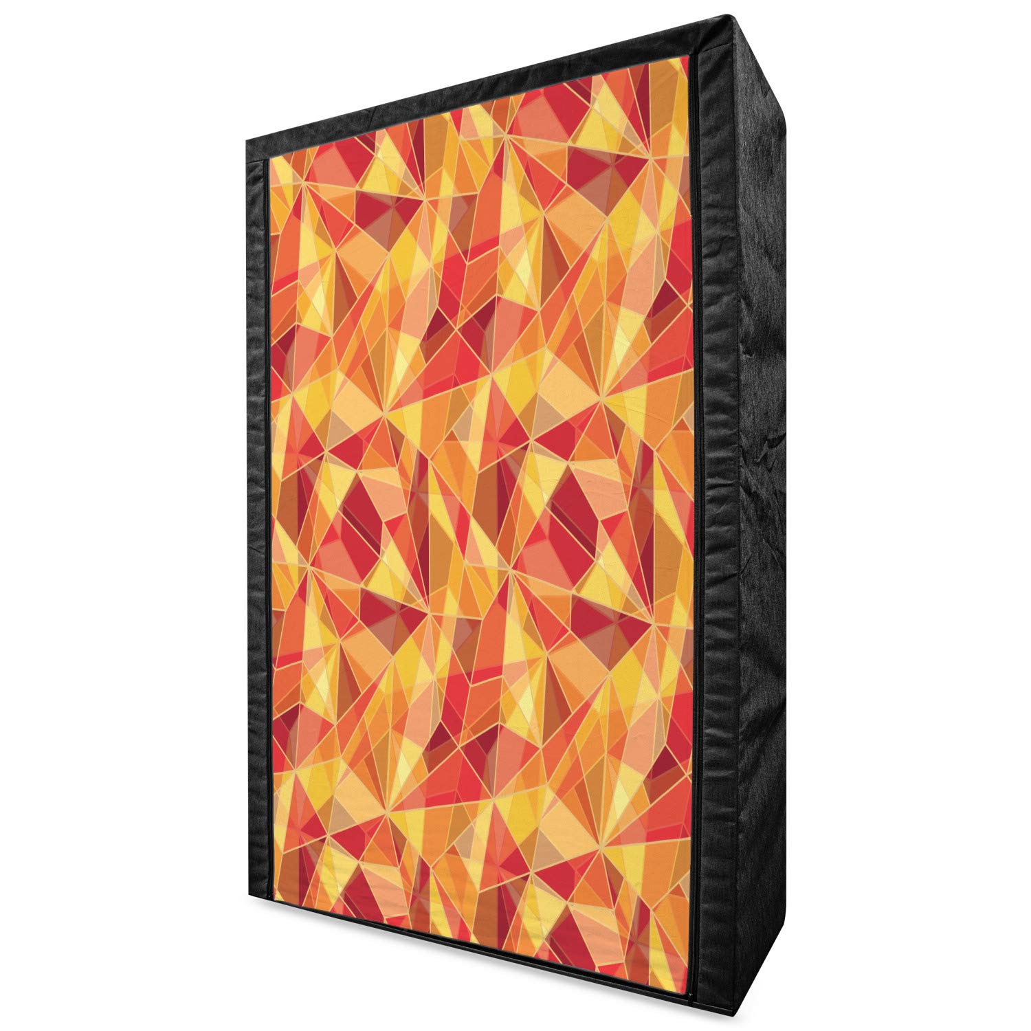Ambesonne Abstract Portable Fabric Wardrobe with Mosaic Pattern - Geometric Triangle Design Clothing Organizer & Storage Closet with Shelves, 42.5 Inches, Orange Marigold Red - Perfect for Bedroom, Closet Organization, Dorm Room, and Small Space Storage