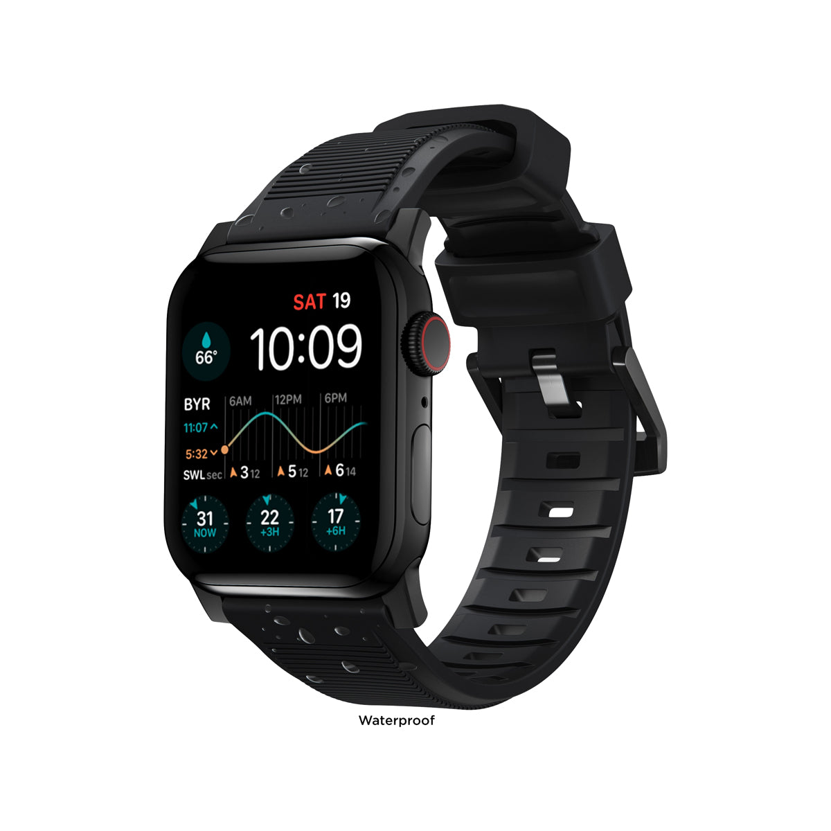 Nomad Rugged Band for Apple Watch 45mm - Durable Black Stainless Steel Strap for Outdoor Adventures & Active Lifestyles