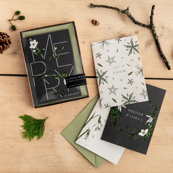 Premium 8-Piece Luxury Botanical Christmas Card Set - Perfect for Holiday Greetings, Gift Giving & Festive Decorations