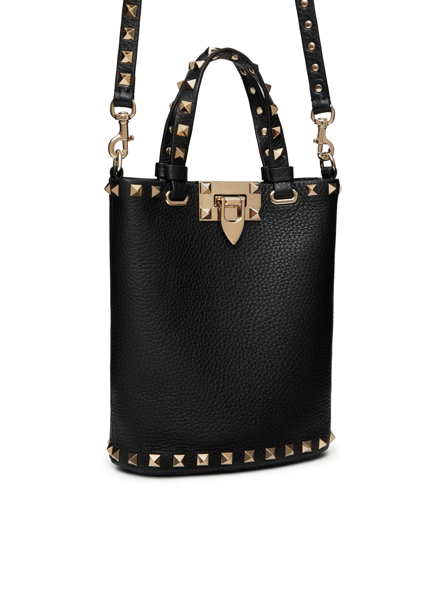Rockstud Shoulder Strap Pouch in Grained Calfskin Leather - Stylish Crossbody Bag for Women, Perfect for Parties, Travel & Everyday Use