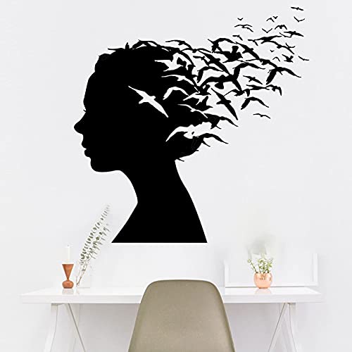 GADGETS WRAP Vinyl Decal Sticker - Beautiful Salon Fly Bird Woman Hairstyle Design (56cm x 56cm) - Perfect for Laptop, Phone, Car & Wall Decoration