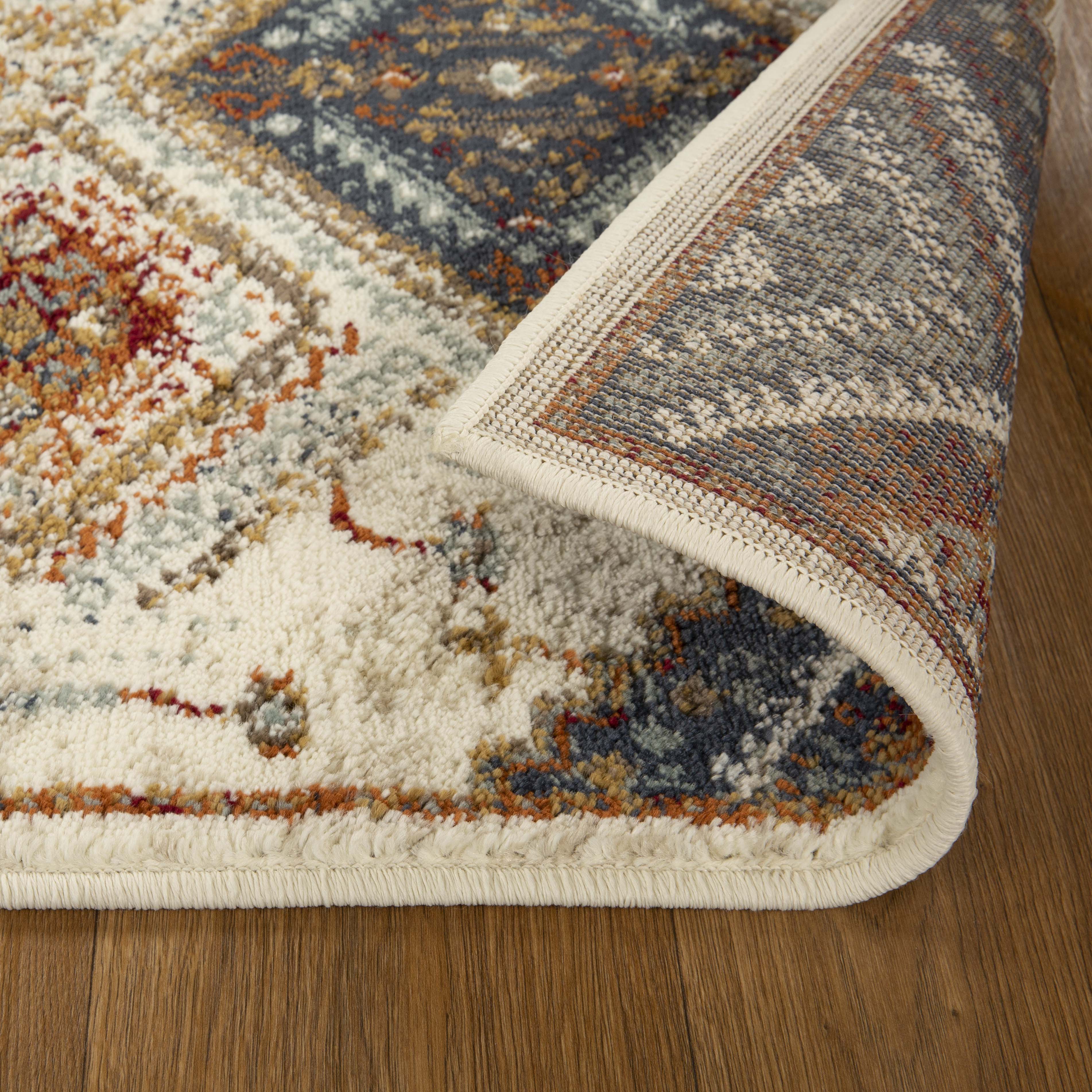 Stylish Poway Geometric Medallion Indoor Area Rug - Non-Slip Living Room Carpet for Home Decor, Bedroom & Office
