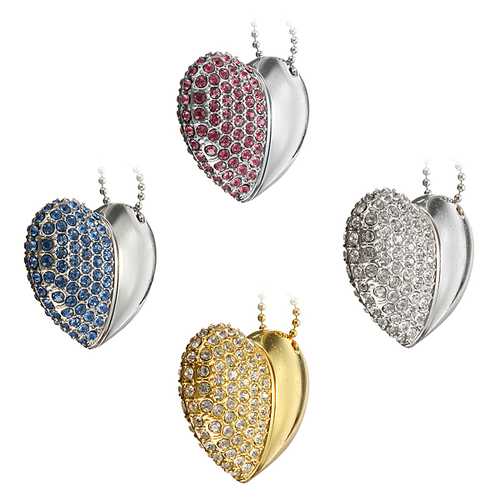 16GB Crystal Heart USB 2.0 Flash Drive - Elegant Memory Stick for Data Storage, Perfect for Valentine's Gift, Wedding Favors & Anniversary Presents