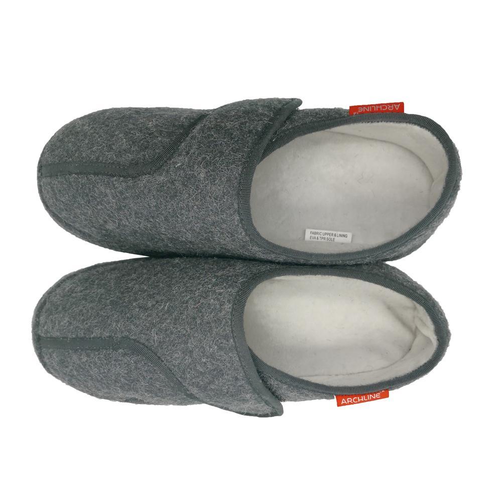 Archline Orthotic Slippers for Women & Men - Adjustable Strap Support for Plantar Fasciitis, Flat Feet & Heel Pain - Comfortable Grey House Shoes for Indoor & Outdoor Use