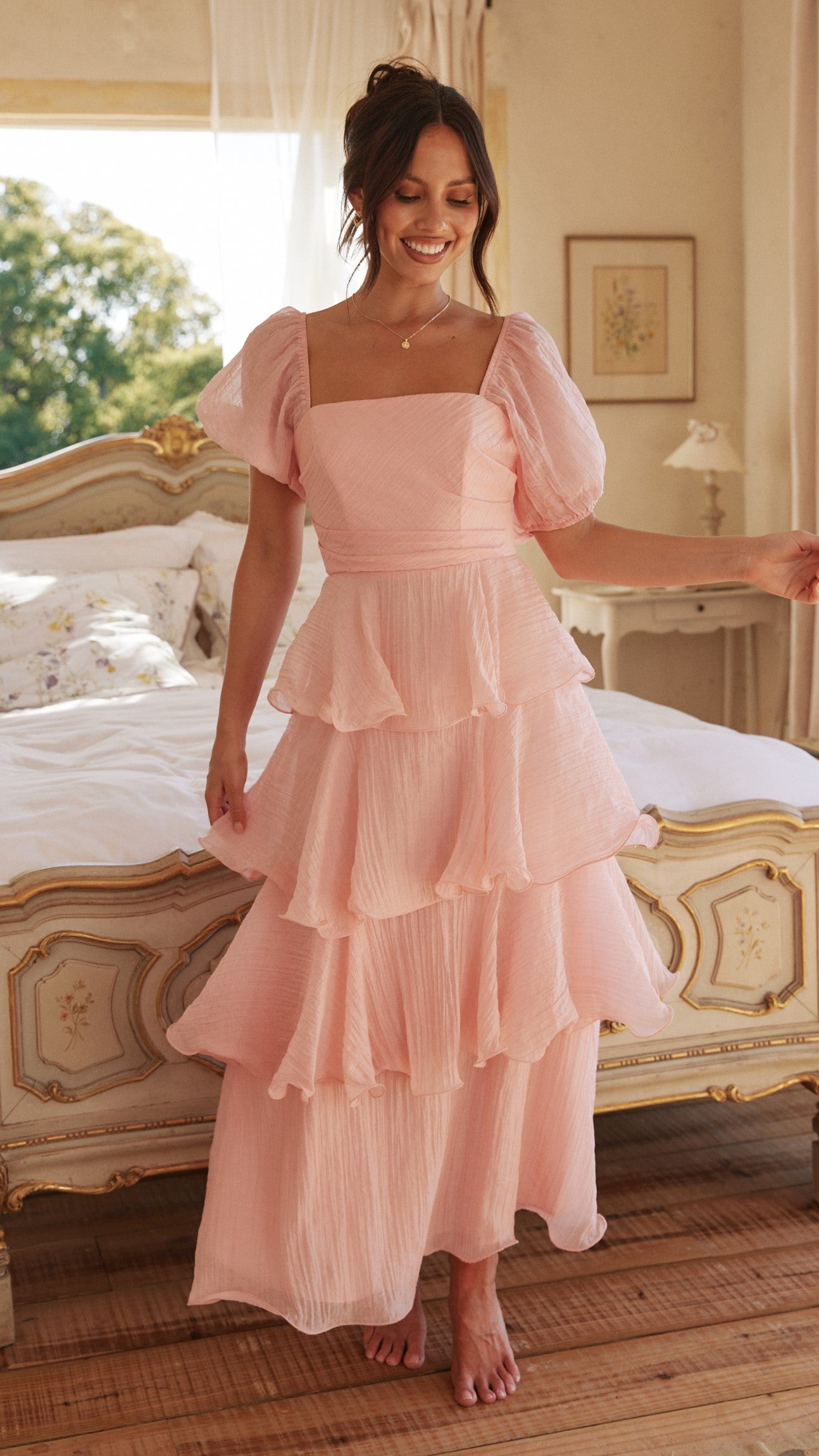 Lanelle Maxi Dress for Women - Flowy Long Summer Dress in Pink | Perfect for Beach, Vacation & Casual Outings