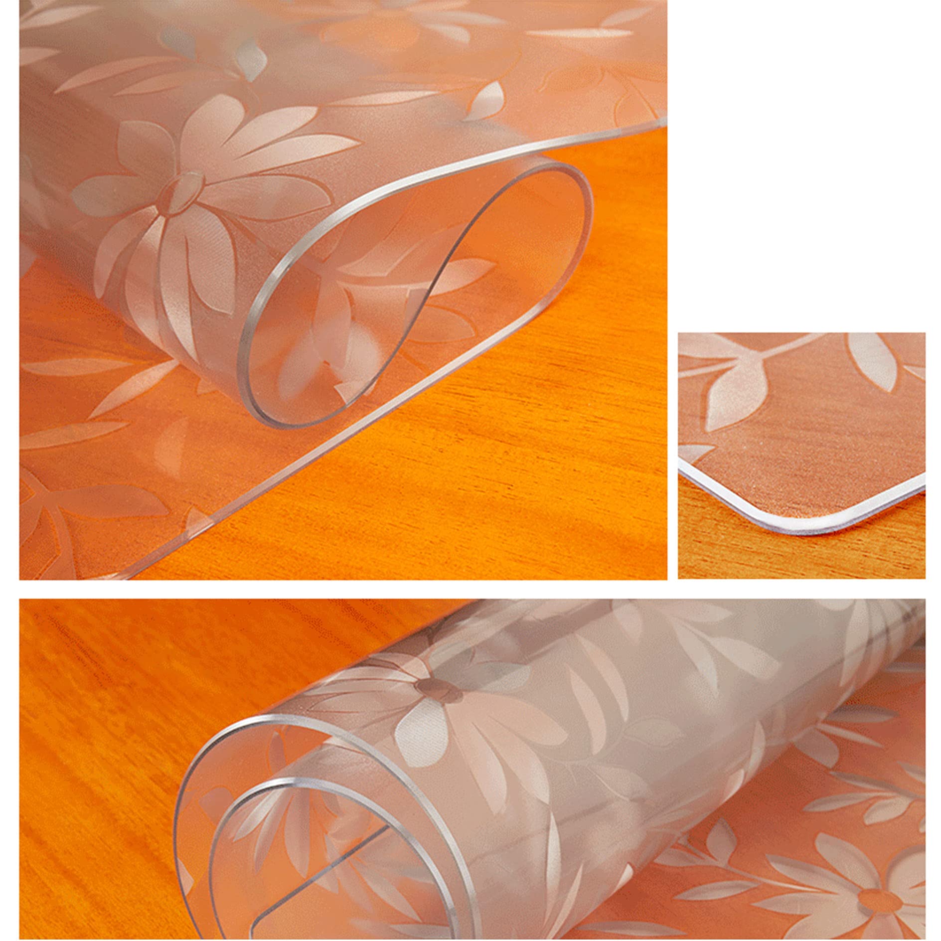 Frosted Clear PVC Table Cover Protector - Waterproof, Oilproof, Stain Resistant Desk Pad for Coffee Table, Dining Table, Office Desk - Perfect for Home, Office & Restaurant Use
