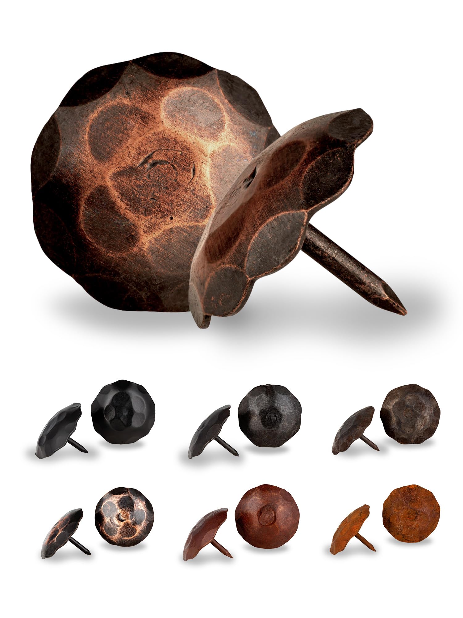 50 Pack 1.25 Inch Round Head Decorative Iron Nails - Oil Rubbed Bronze Finish - Rustic Fasteners for Farmhouse Style DIY Projects - Perfect for Barn Doors, Wood Beams, Shutters, Gates & Home Decor Accents