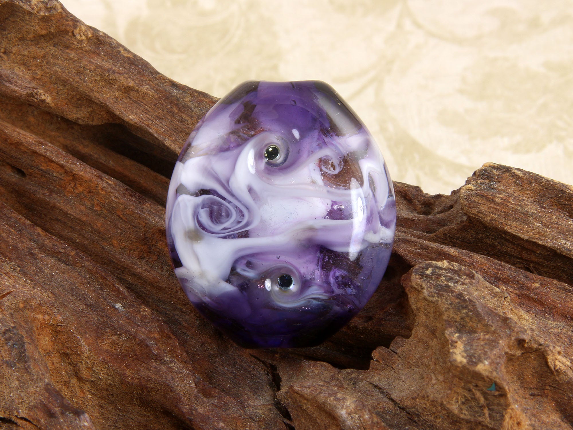 Handmade Purple Swirl Lampwork Glass Focal Bead - Unique SRA Artisan Jewelry Component for Necklaces, Bracelets & DIY Crafting Projects