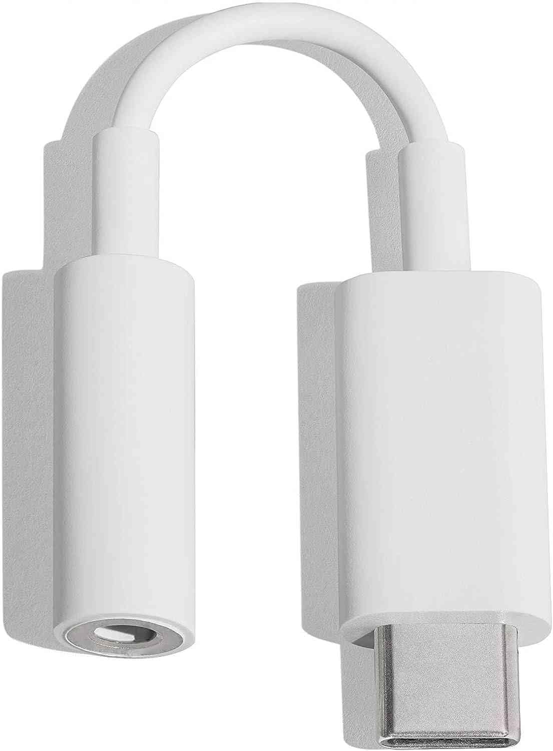 USB Type C to 3.5mm Headphone Adapter - Compatible with Google Pixel, Pixel Pro & Most USB-C Phones - White - Perfect for Music, Gaming & Hands-Free Calls