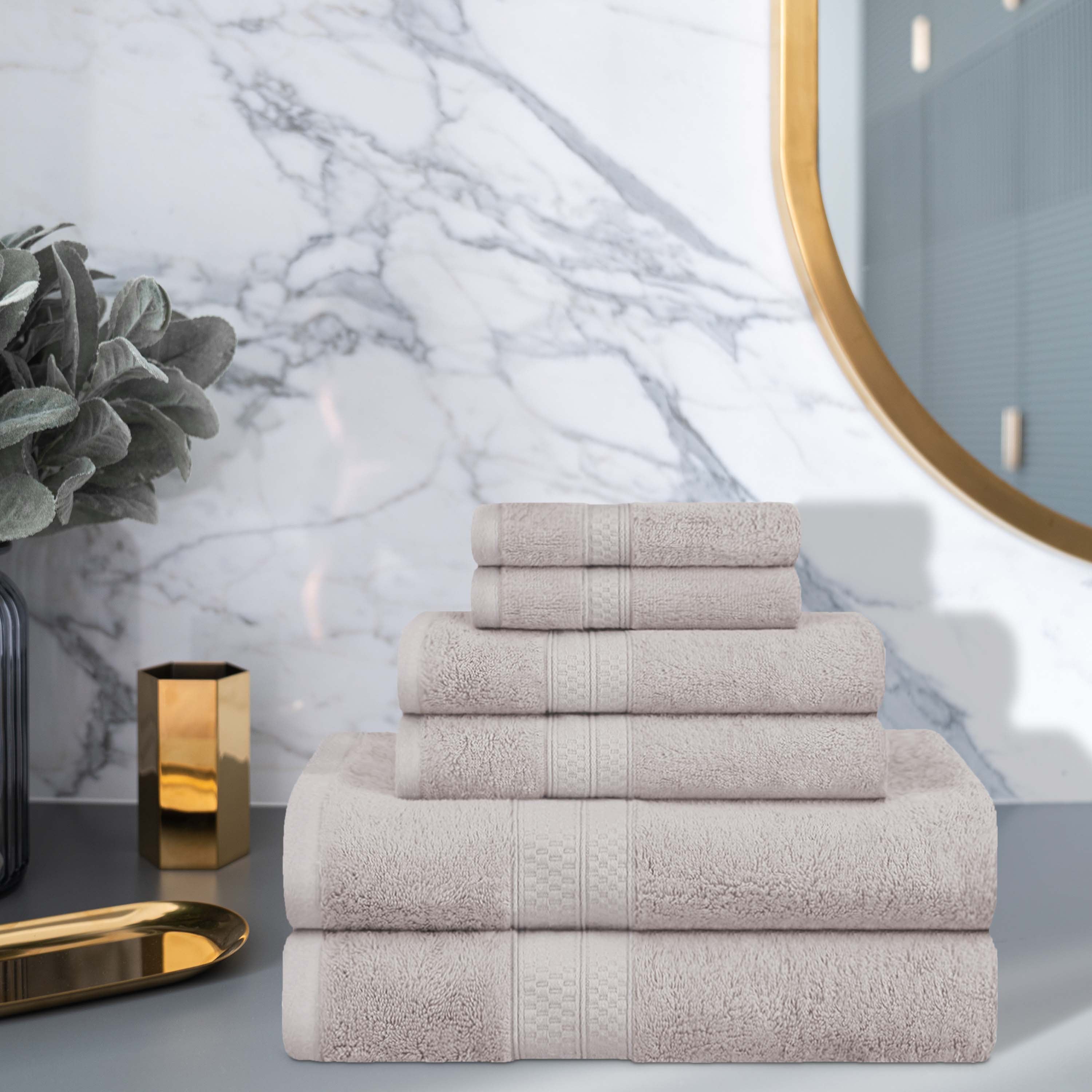 Ultra Soft Rayon Bamboo Cotton Blend 6-Piece Towel Set | Bath, Beach & Spa Luxury Towels | Eco-Friendly & Absorbent