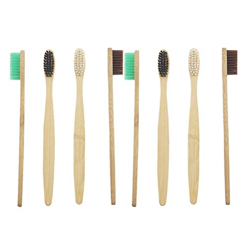 Exceart 8Pcs Eco-Friendly Bamboo Charcoal Toothbrushes - Natural Deep Cleaning Bristles for Home, Travel, Hotel & Camping Use - Biodegradable Oral Care Essentials for Adults & Kids