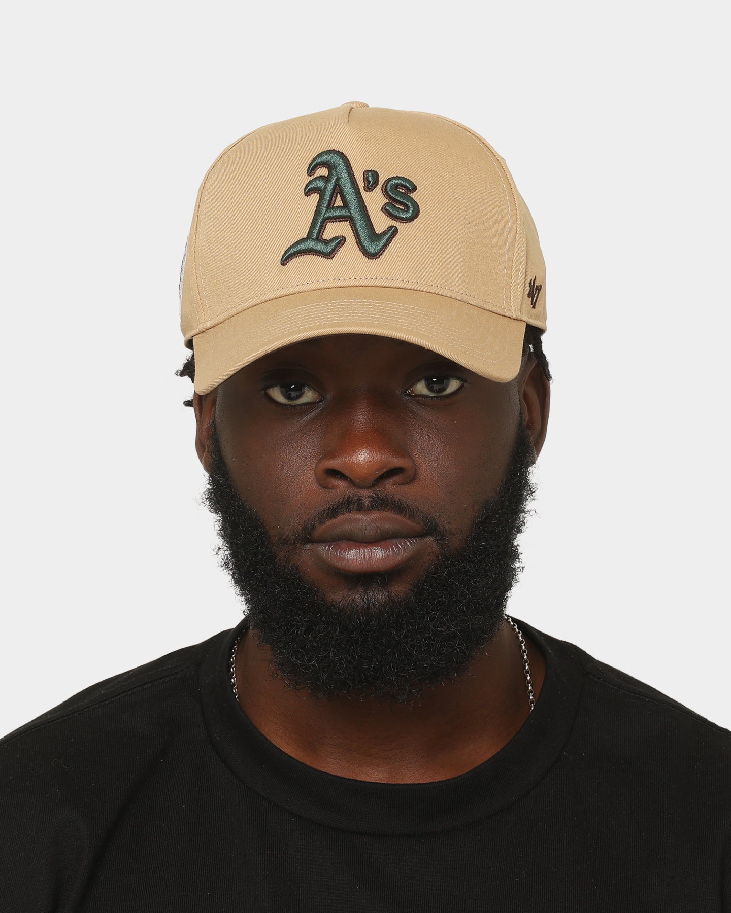 47 Brand Oakland Athletics 'Croc Hunter' MVP DT Snapback Hat - Khaki/Dark Green Adjustable Baseball Cap for Men & Women - Perfect for Sports Fans, Casual Wear & Outdoor Activities