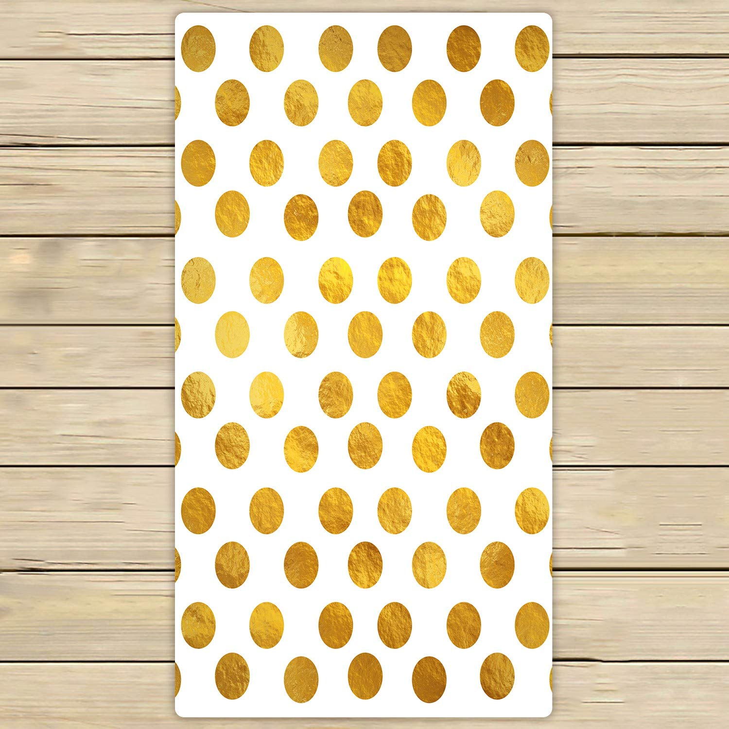 ECZJNT Gold & White Polka Dot Bath Towels - 30x56 Inch Premium Swiss Dots Beach Towel for Swimming, Shower, Spa, Travel - Soft Absorbent Quick-Dry Towels for Pool, Gym, Yoga, Vacation & Home Use