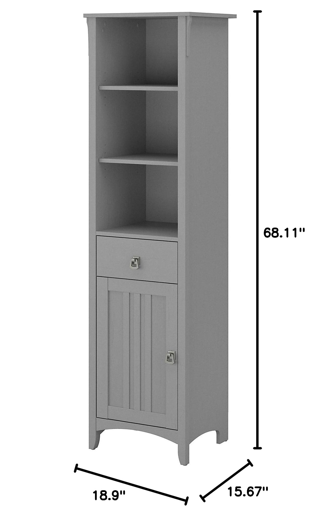 Bush Furniture Salinas Tall Narrow Bookcase Cabinet - 5-Shelf Storage Organizer for Home Office, Living Room & Bedroom - Perfect for Books, Decor & Storage Needs