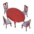 Handmade 1:12 Scale Miniature Dollhouse Furniture Set - Red Wooden Dining Table & Chairs for Dollhouse Decor, DIY Miniature Scenes, and Collectible Display