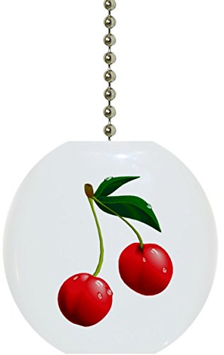 1113F Ceramic Cherry Fruit Fan Pull - Vintage Style Ceiling Fan Light Switch Decor for Kitchen, Bedroom, and Porch