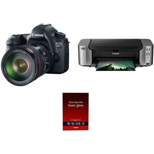 Canon EOS 6D DSLR Camera with 24-105mm f/4L Lens & PIXMA PRO-100 Printer Kit - Professional Photography Bundle for Wedding, Portrait & Landscape Shooting
