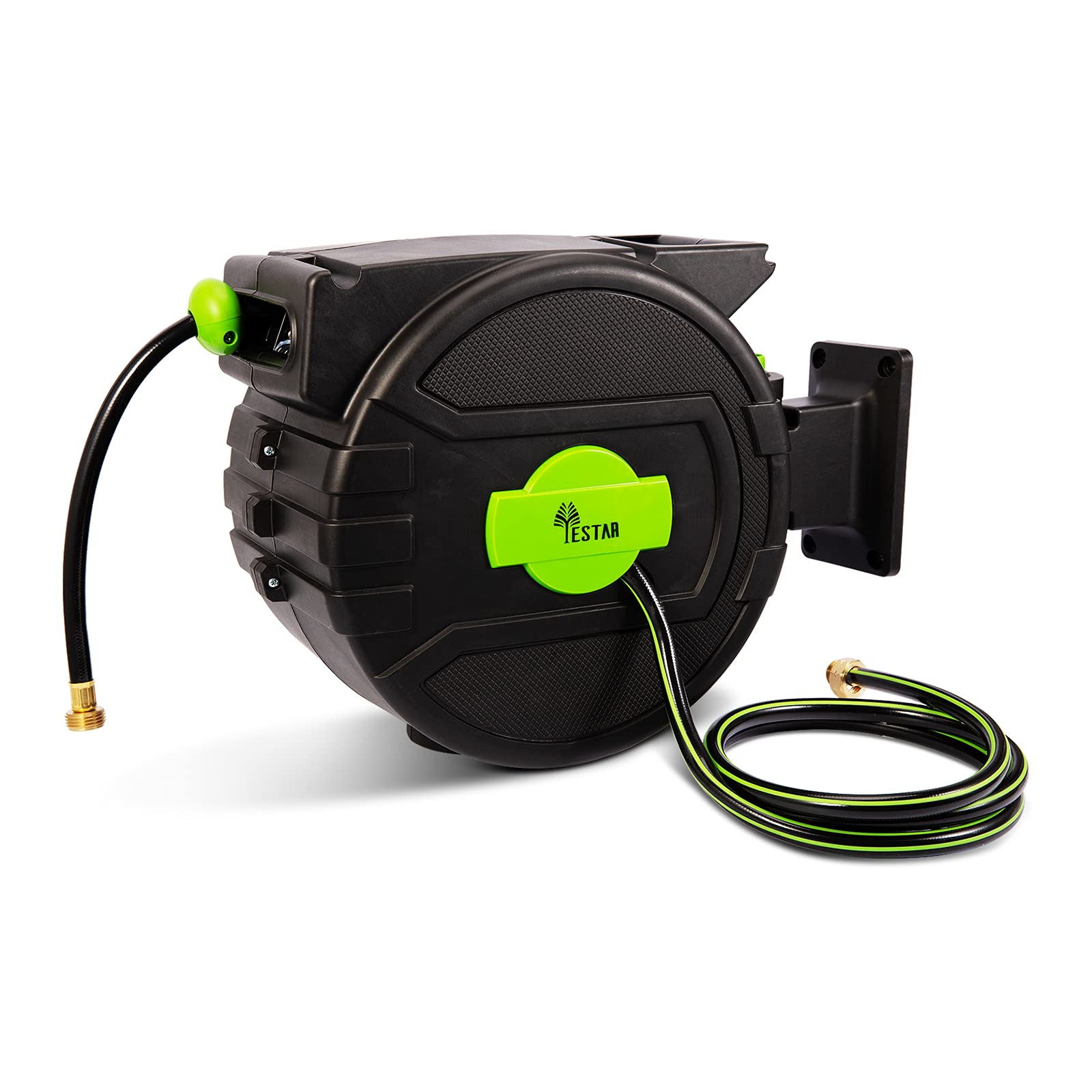 **YESTAR Heavy Duty Retractable Garden Hose Reel - 1/2 Inch 65+6 Feet Expandable Hose with 180° Rotation, Wall Mounted for Easy Watering - Perfect for Lawns, Gardens, and Outdoor Cleaning**