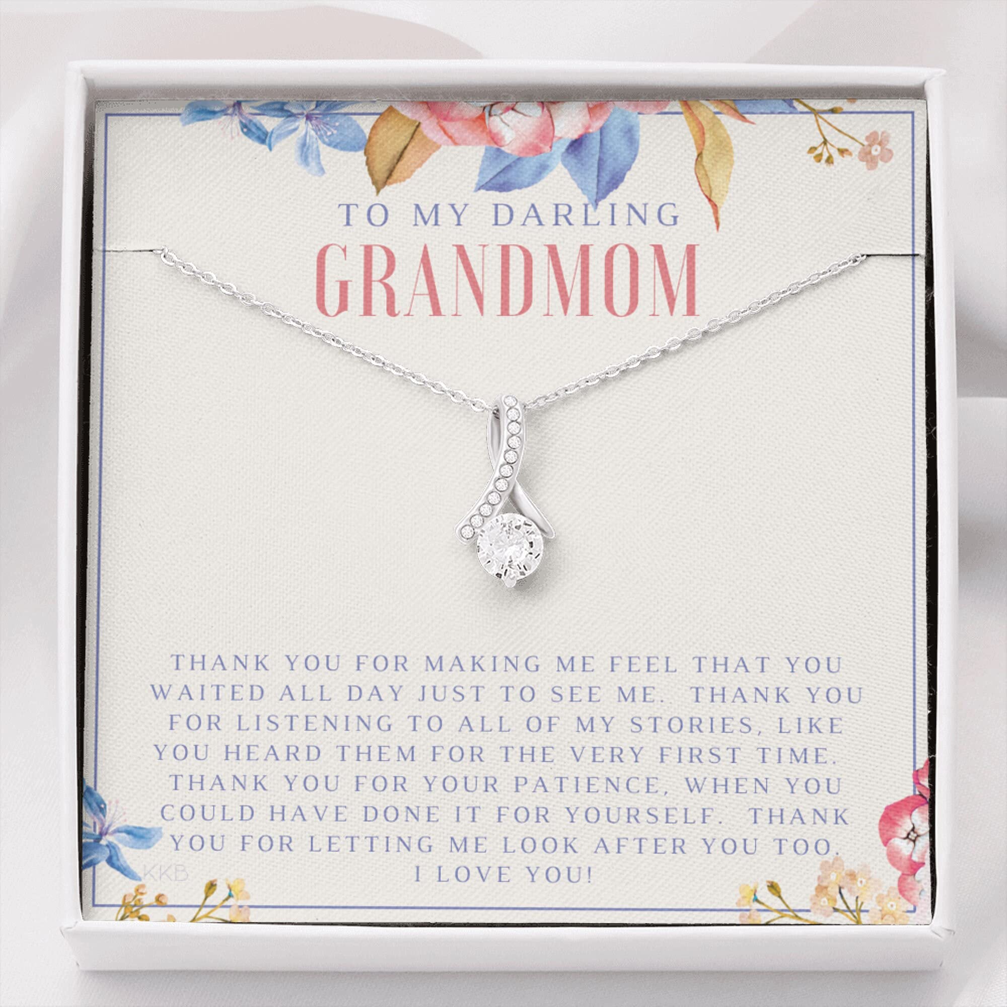 Personalized Message Card Necklace - Handmade Jewelry for Grandma, Granddaughter & Loved Ones | Christmas, Birthday & Special Occasion Gifts | Elegant Love Knot Pendant for Everyday Wear & Heartfelt Moments