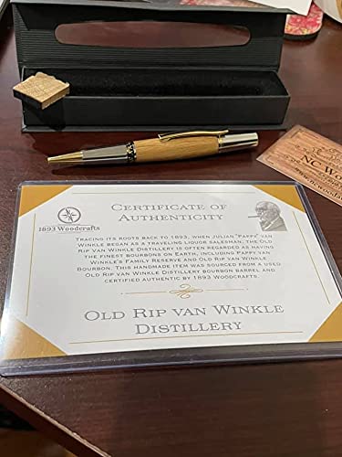 Authentic Old Rip Van Winkle Barrel Pen with COA & Presentation Box - Premium Whiskey Collector's Gift for Bourbon Enthusiasts & Office Professionals