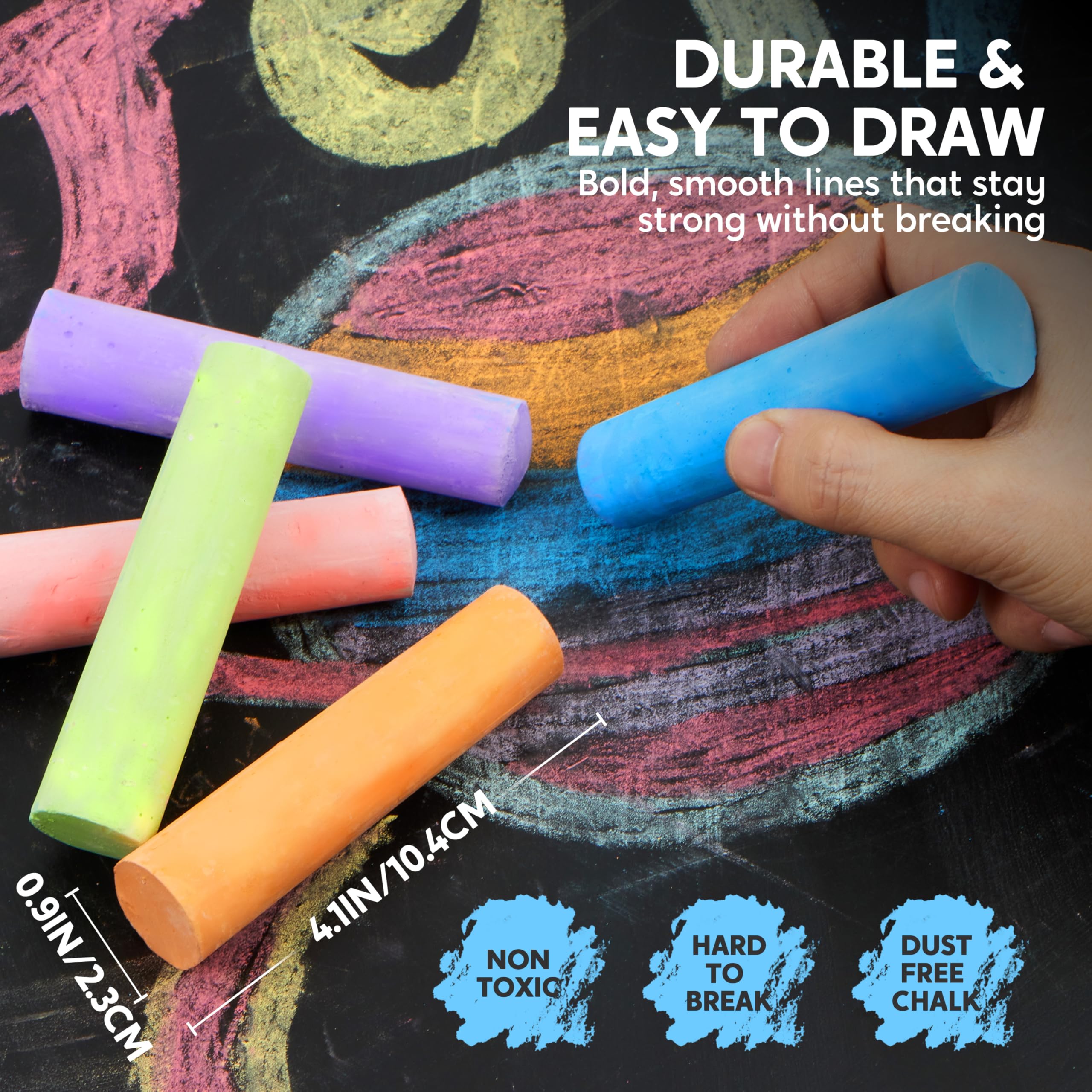 JOYIN 30-Piece Non-Toxic Jumbo Sidewalk Chalk Set - 10 Vibrant Colors, Washable Outdoor Chalk for Toddlers & Kids Ages 1-3 - Perfect for School, Classroom, Birthday Gifts & Creative Play on Driveways & Sidewalks