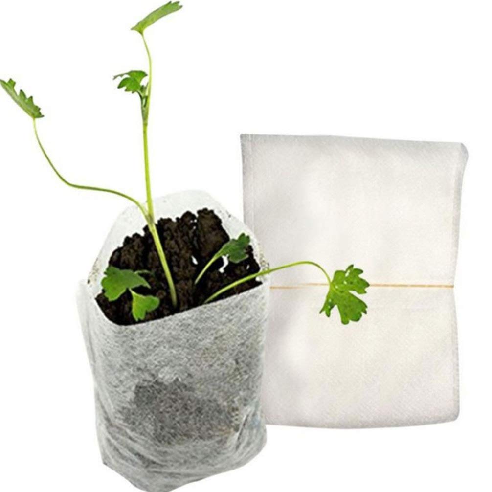 200PCS Non-Woven Nursery Bags - Breathable Fabric Plant Grow Pots for Seedlings, Vegetables & Herbs - Reusable Gardening Starter Bags (White, Size 2) - Perfect for Indoor/Outdoor Planting, Hydroponics & Greenhouse Use