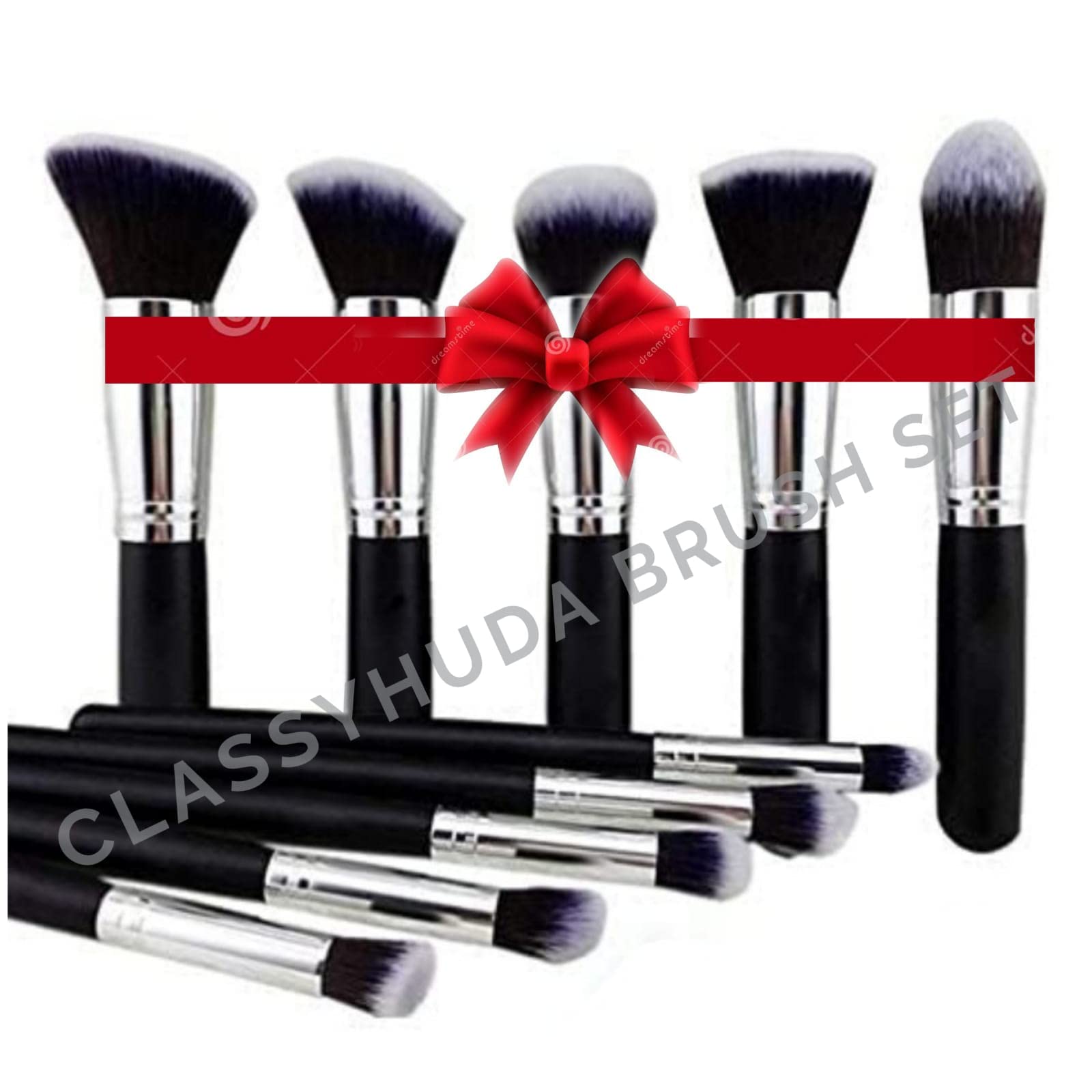 HUDA Professional Fiber Bristle Makeup Brushes Set - 10 Piece Foundation, Face Powder, Blush & Eyeshadow Brush Kit for Flawless Makeup Application | Perfect for Daily Use, Professional Makeup Artists & Travel