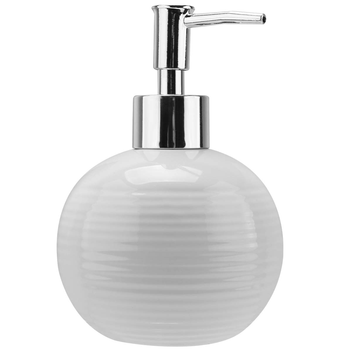 Yardwe White Ceramic Soap Dispenser with Elegant Pump Top - Empty Refillable Bottle for Bathroom, Shampoo, Lotion & Hand Soap | Perfect for Home, Spa & Hotel Use
