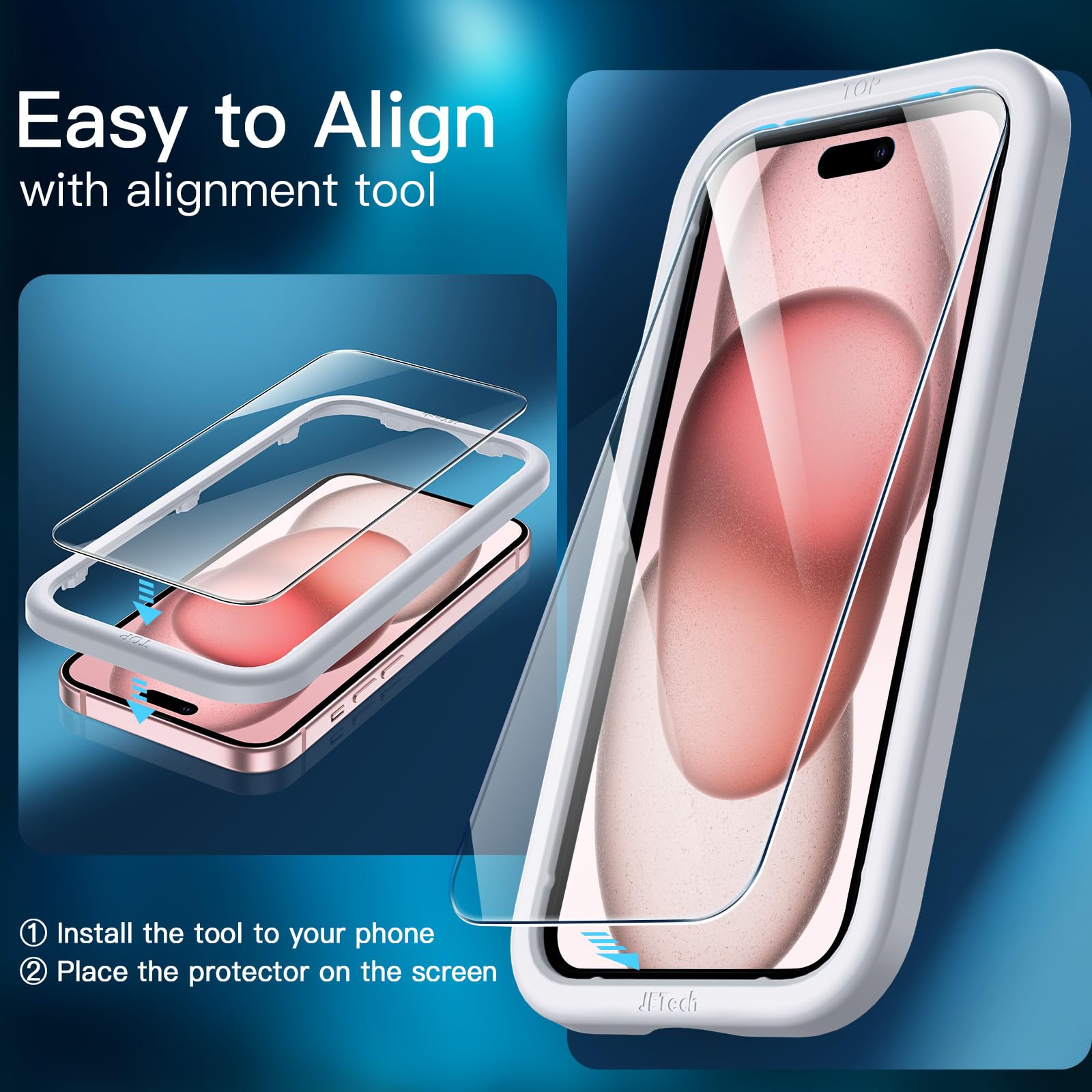 JETech 3 in 1 Magnetic Case for iPhone 15 6.1-Inch | Compatible with MagSafe | 2 Pack Tempered Glass Screen Protectors | Translucent Matte Shockproof Phone Cover (Pink) | Perfect for Everyday Protection & Wireless Charging