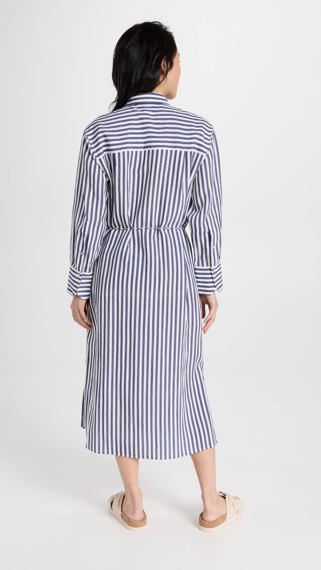 Vince Women's Coast Stripe Shirt Dress - Casual Summer Beachwear & Office Outfit | Flowy Long Sleeve Button Down Dress for Women