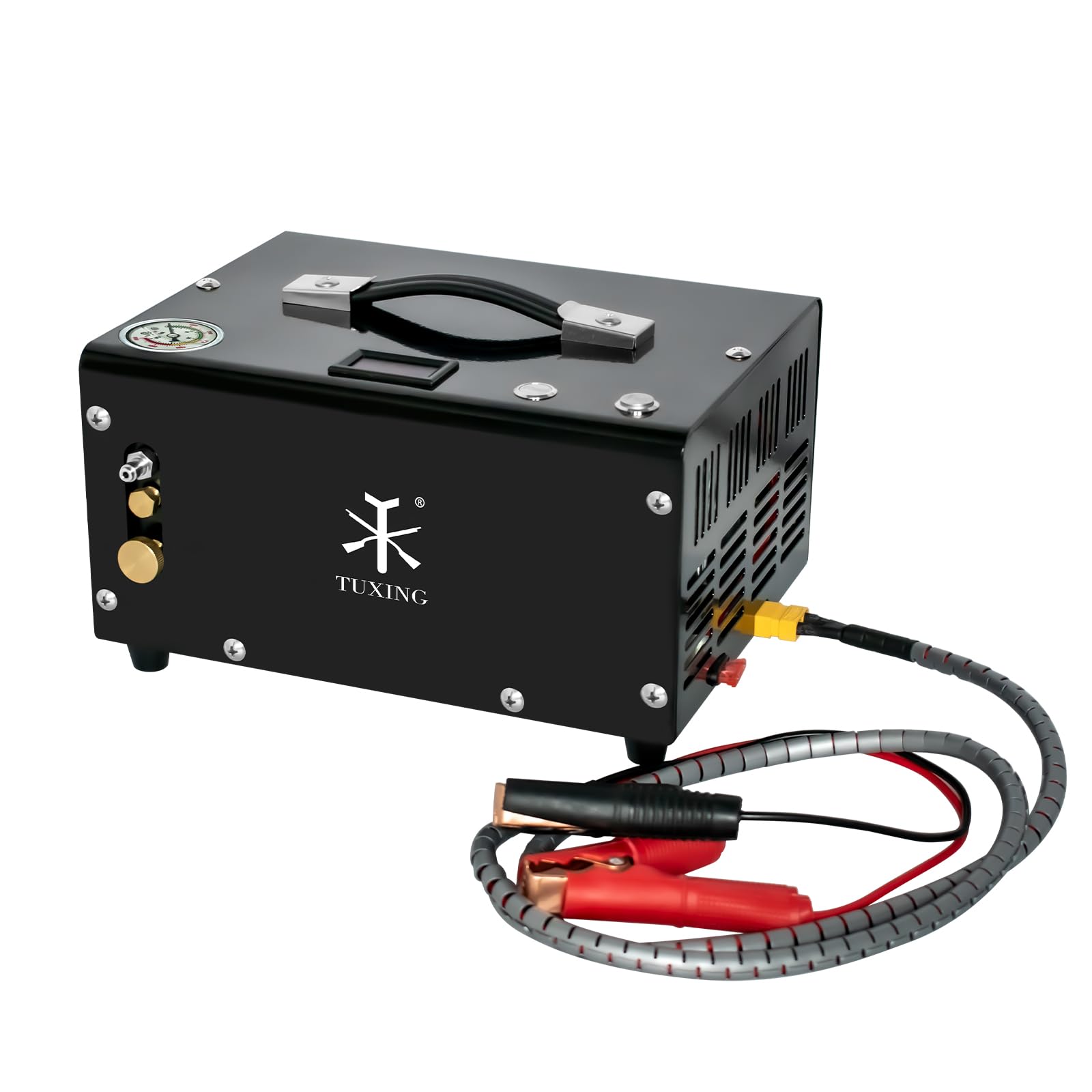 TUXING 4500Psi PCP Air Compressor with Water Cooling System - High Pressure Air Pump for Scuba Diving Tanks, PCP Air Rifles & Paintball Guns - Manual Shutoff 110V Electric Compressor (TXET061-1) - Perfect for Outdoor Sports, Hunting & Shooting Range Use