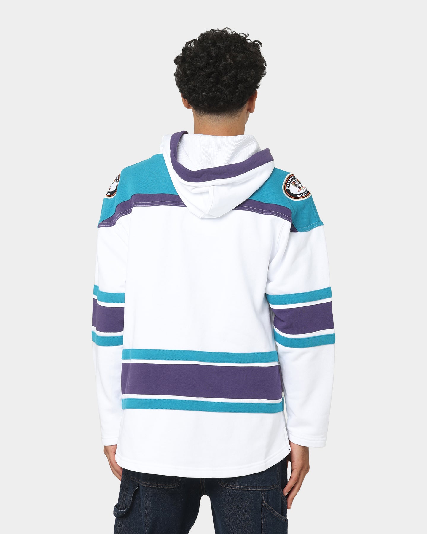 47 Brand Anaheim Ducks Superior Lacer Hoodie - White Wash NHL Hockey Fan Apparel for Men & Women - Perfect for Game Day, Tailgating and Cold Weather