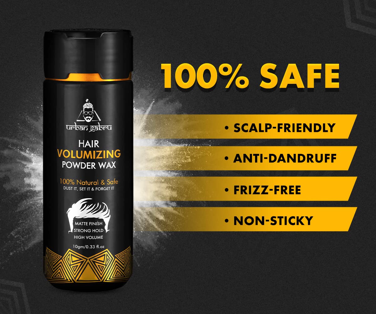 UrbanGabru Hair Volumizing Powder Wax - Strong Hold Matte Finish Styling Powder | 24 Hour Hold | 100% Natural & Safe with Aloe Vera | Pack of 2 | Perfect for Men's Hair Styling, Volume Boost & All-Day Hold for Work, Parties & Special Events
