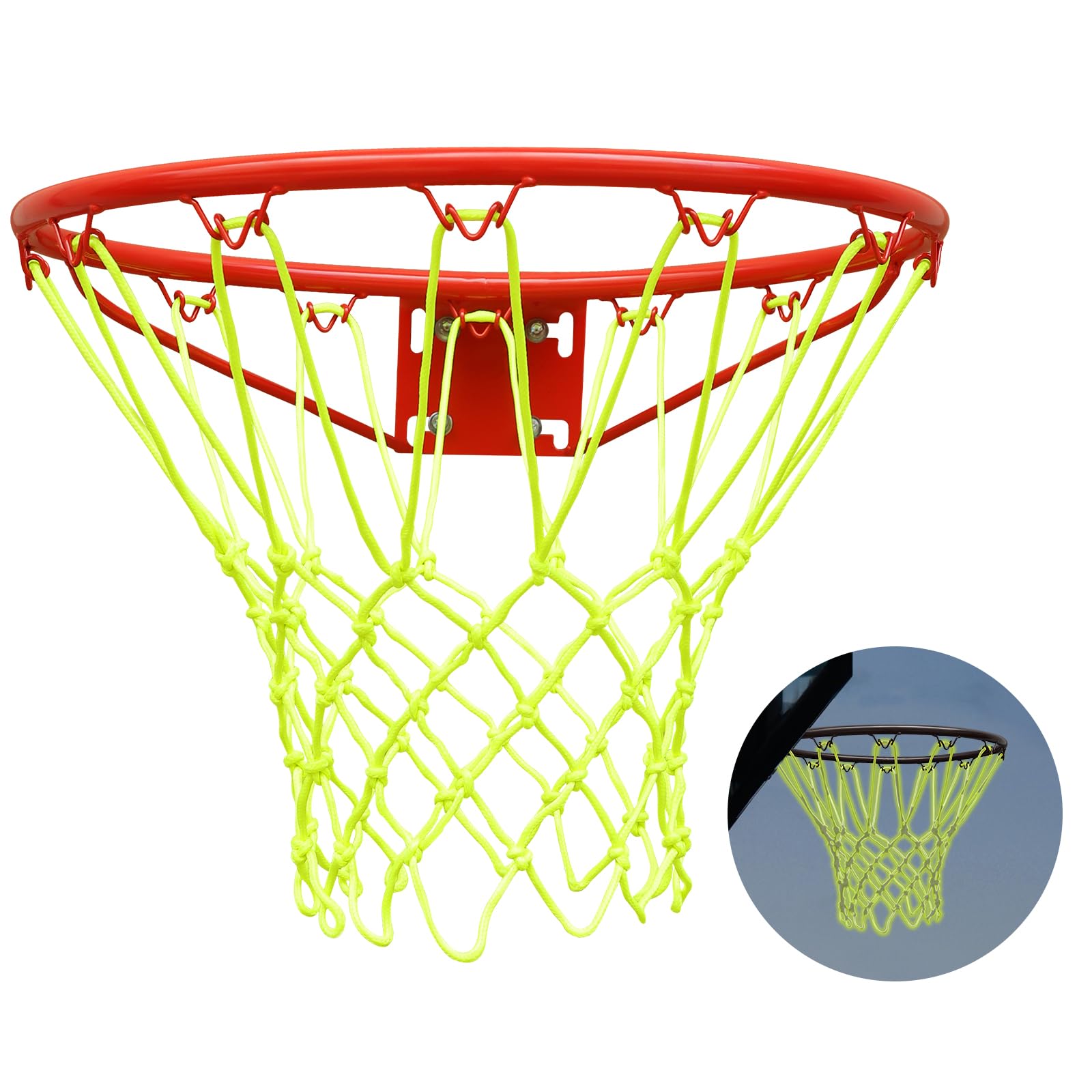 Glow in The Dark Basketball Net - LED Light Up Basketball Hoop Accessories for Outdoor & Indoor Play - All Weather Durable Replacement Net - Perfect for Night Games, Backyard, Driveway & Court Practice