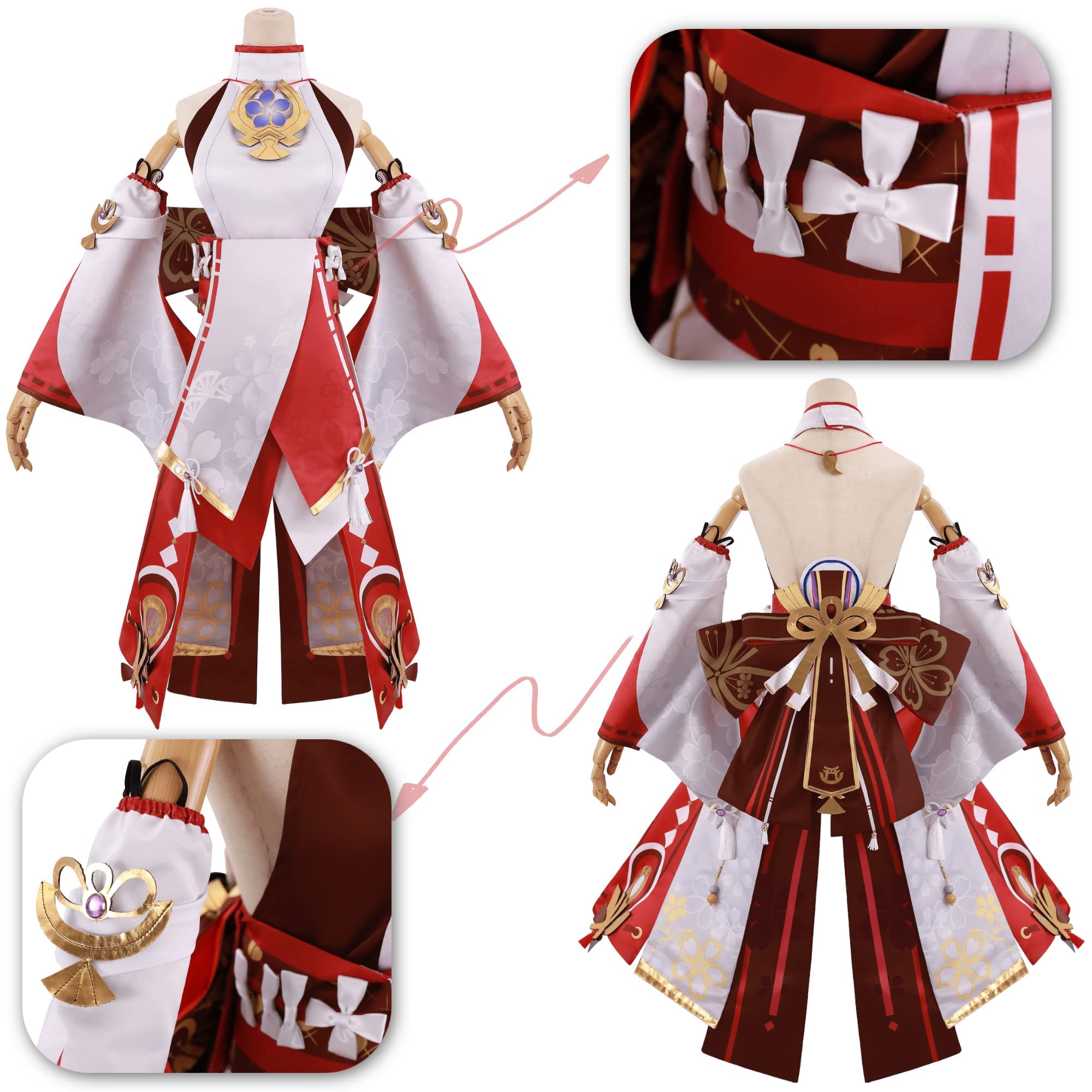 Yae Miko Cosplay Costume for Women - Anime Genshin Impact Miko Outfit with Kimono & Accessories | Perfect for Halloween, Conventions & Cosplay Events