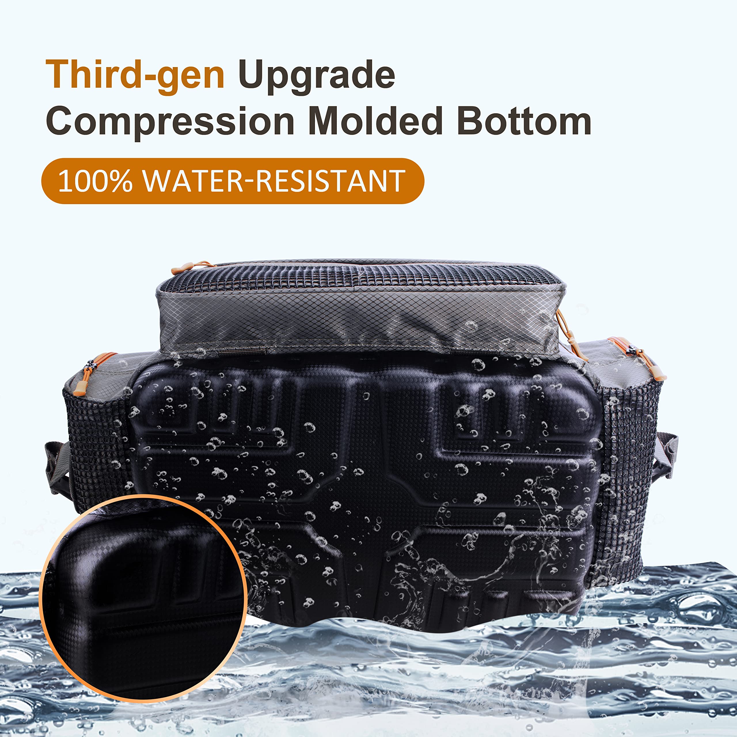 **Waterproof Fishing Tackle Box Bag - Durable Saltwater & Freshwater Fishing Gear Storage with Padded Shoulder Strap - Fits 3600/3700 Tackle Boxes (Grey) - Perfect for Boat, Shore & Kayak Fishing**