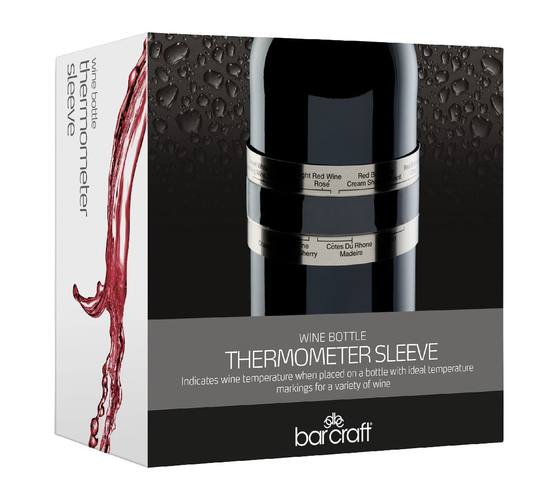 Barcraft Wine Bottle Thermometer Sleeve - Digital Temperature Display for Wine Lovers - Perfect for Wine Tasting, Gifts & Home Bars (Gift Box Included)