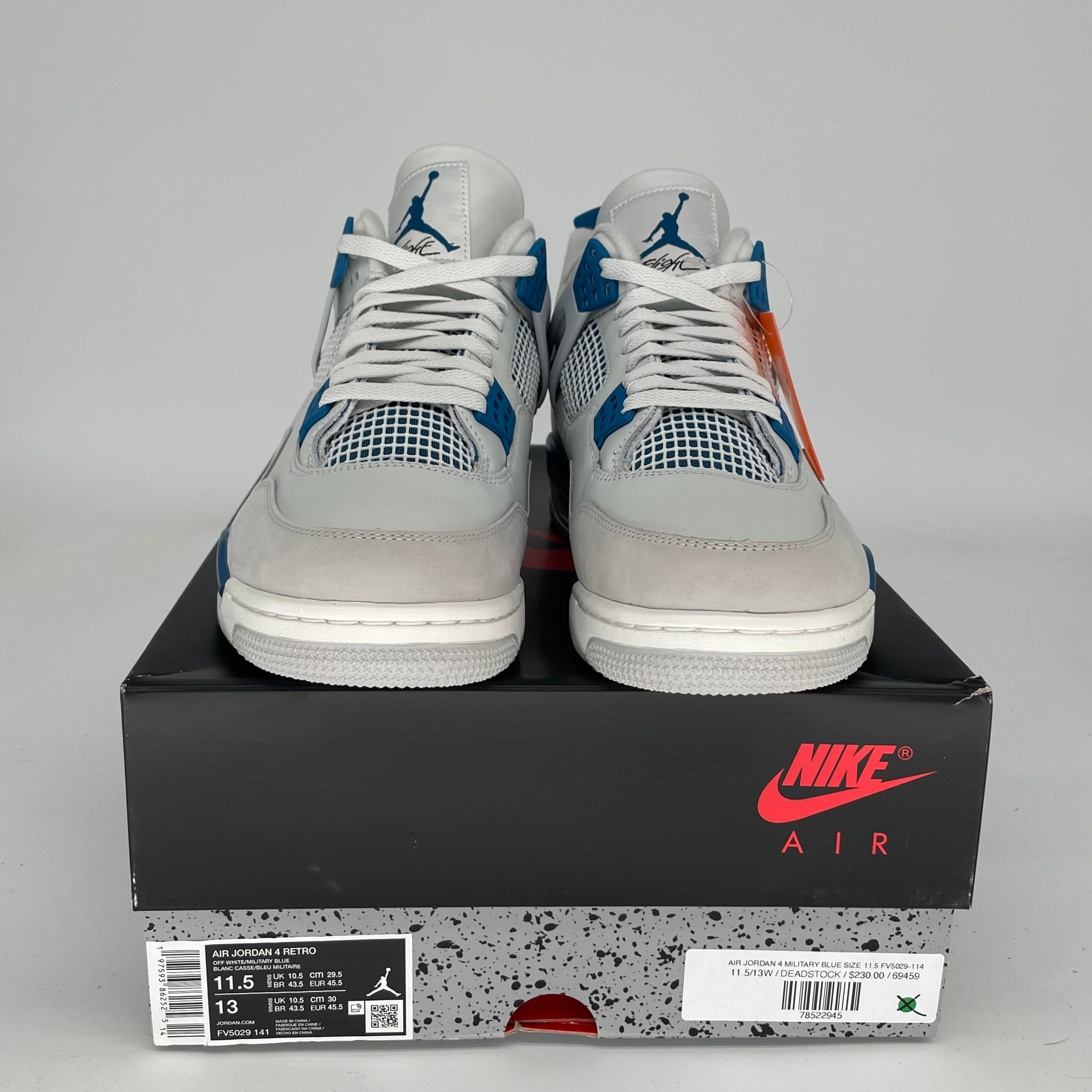 Original Air Jordan 4 Retro 'Military Blue' Men's Basketball Shoes Size 11.5 - FV5029-141 | Classic Sneakers for Streetwear, Sports & Casual Outfits