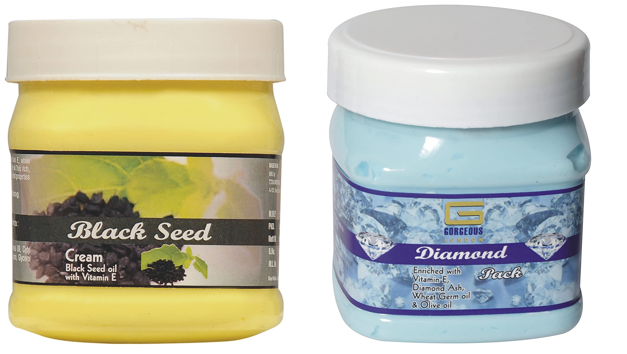 Premium London Black Seed Cream & Diamond Pack Combo (2-Pack, 450g Each) - Skin Nourishment & Anti-Aging for Face & Body Care