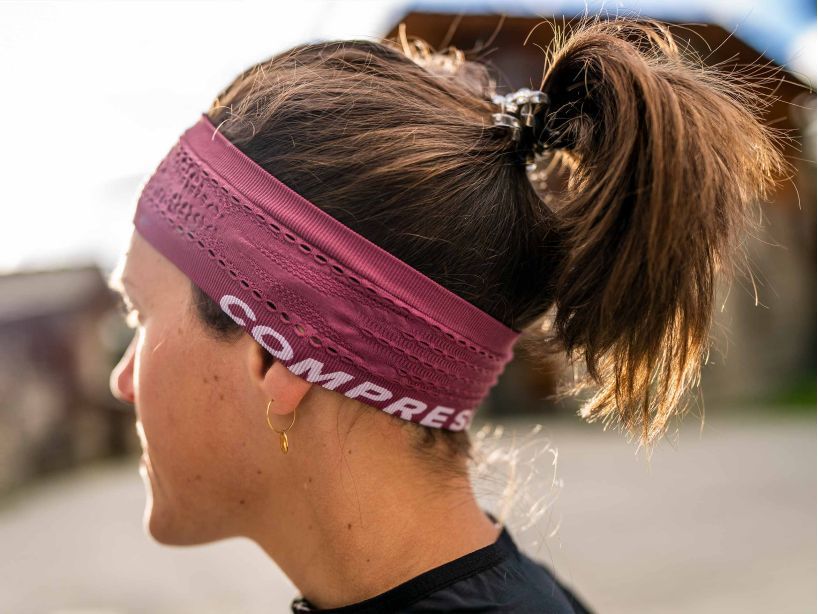 Compressport Unisex Thin Headband ON/OFF Deco Rose - Sweat-Wicking Sports Headband for Running, Cycling & Workouts - Lightweight & Breathable (CU00010B_370_0TU)