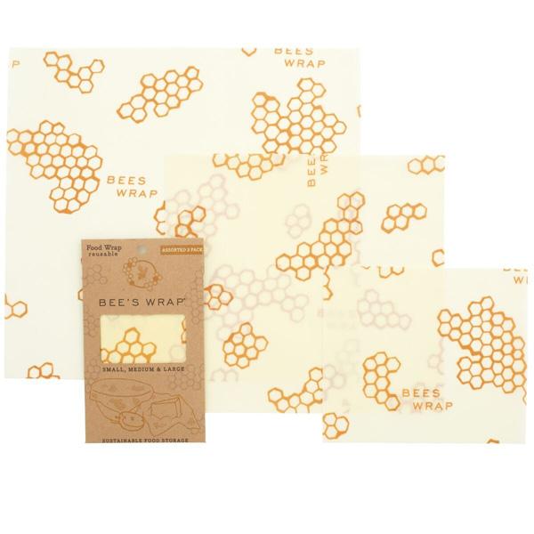 Eco-Friendly Beeswax Food Wraps (3 Pack) - Reusable & Sustainable Alternative to Plastic Wrap for Fresh Food Storage, Lunch Packing, and Meal Prep