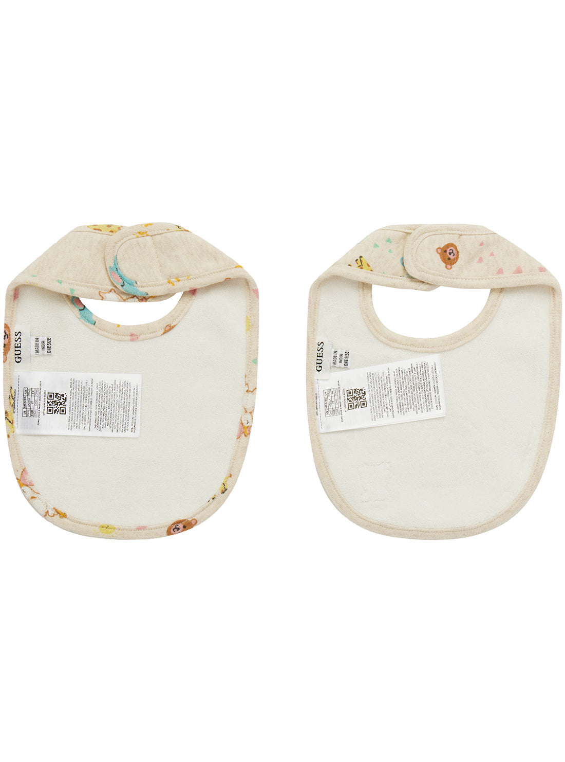 Beige Baby Bib 2-Piece Set - Soft & Absorbent for Messy Meals, Feeding Time & Toddler Outfits