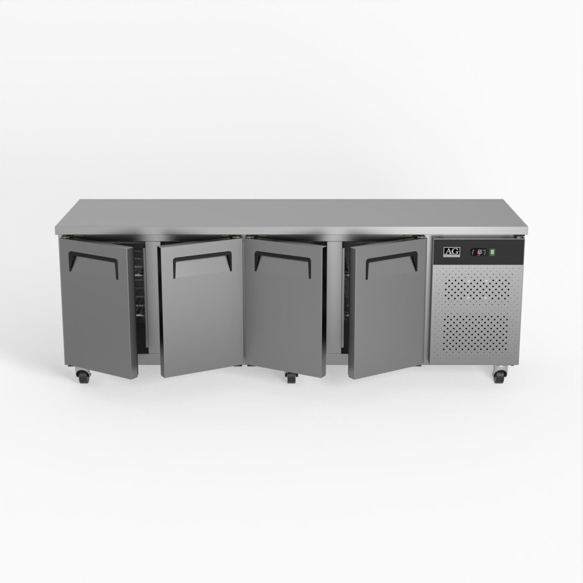 Commercial Refrigerator 4 Door Under Counter Fridge - Heavy Duty Stainless Steel Worktop Freezer for Restaurant, Bar, Kitchen & Food Service Business