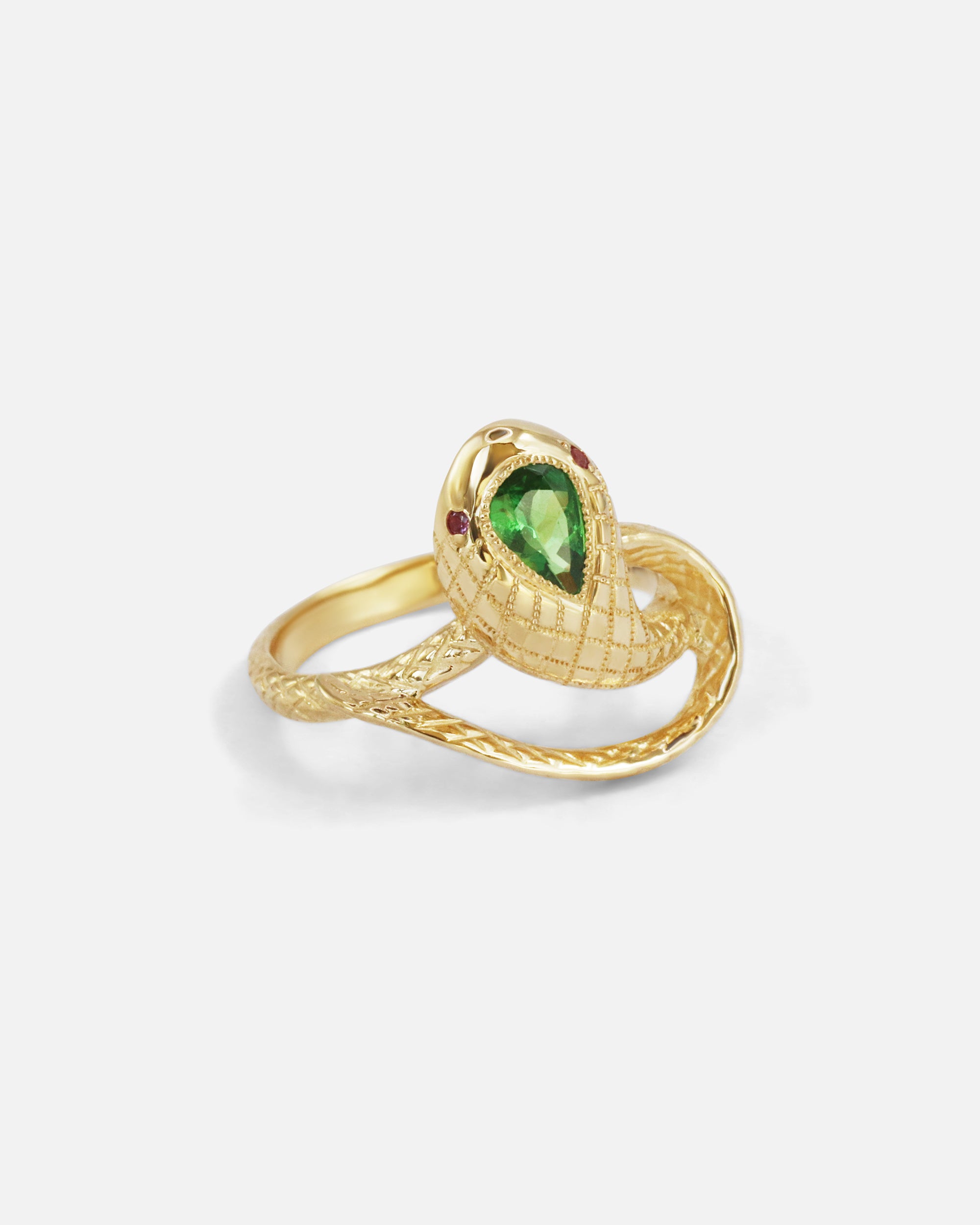 Ornata Ophidia Pear Ring with Genuine Tsavorite Garnet - Elegant Dainty Jewelry for Women, Perfect for Engagement, Anniversary & Special Occasions