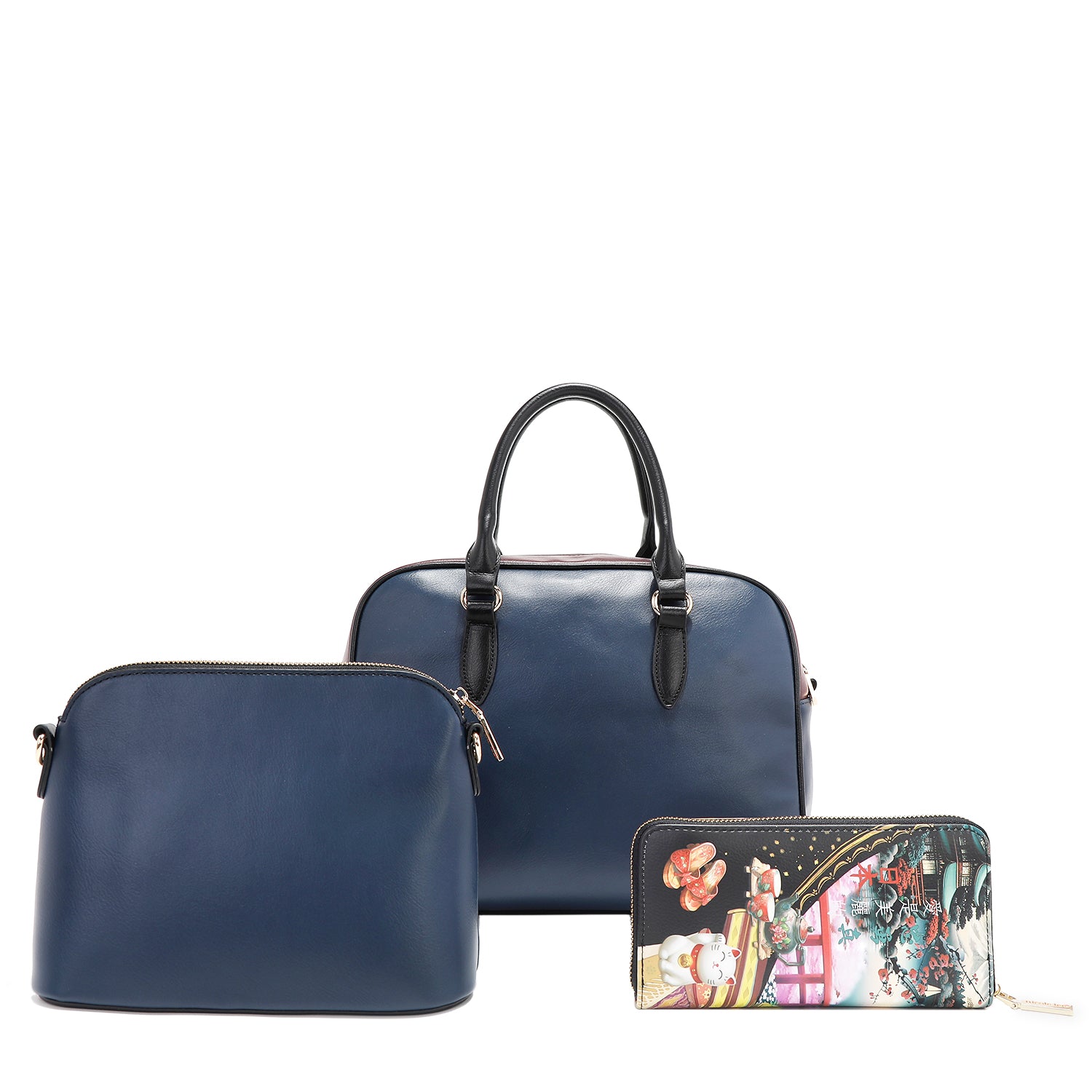 AKIKO LA BELLEZA 3-Piece Leather Handbag Set - Women's Shoulder Bag, Crossbody Purse & Wallet - Perfect for Work, Travel & Everyday Use