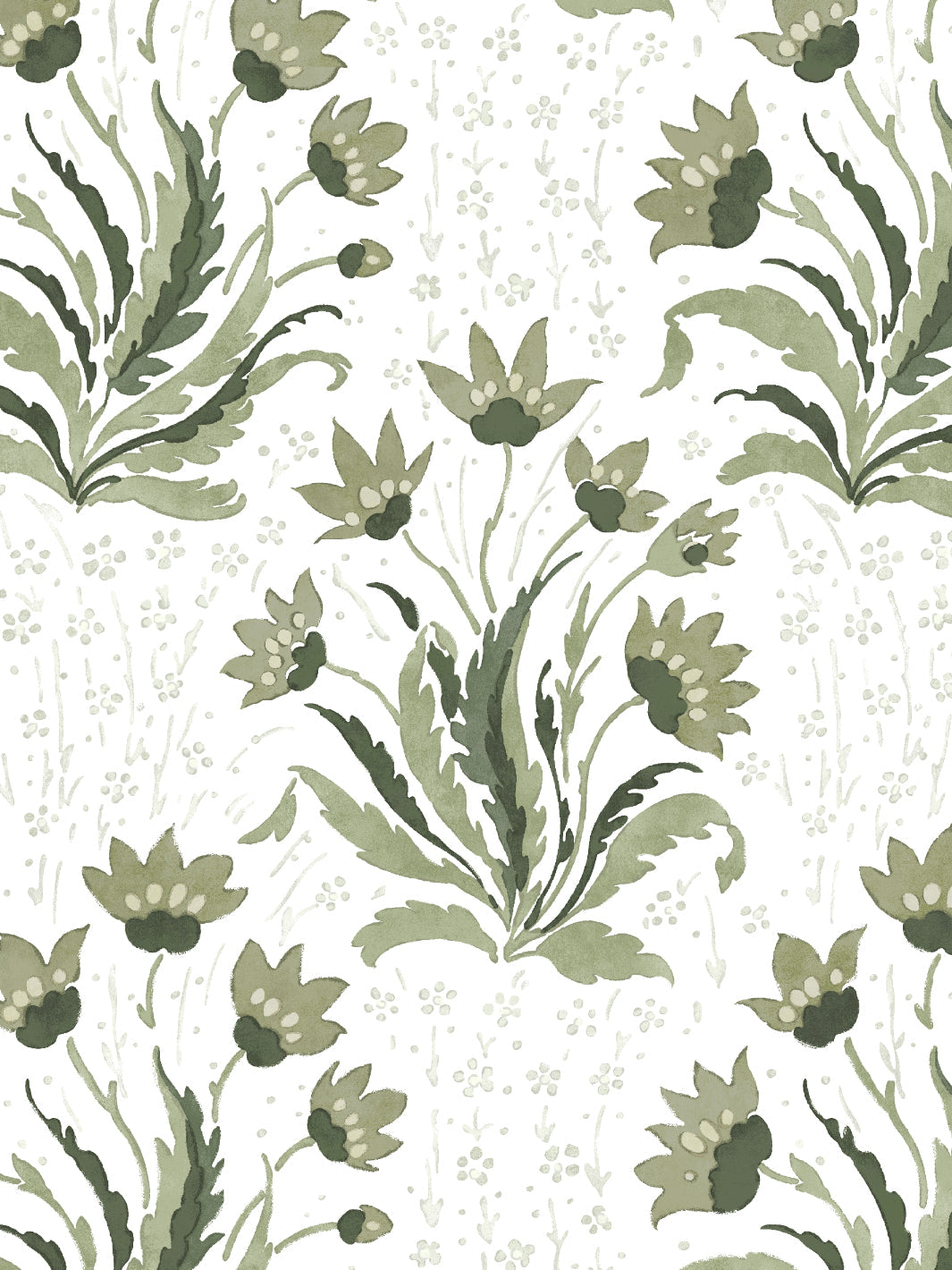 Nathan Turner Moss Hillhouse Floral Tonal Wallpaper - Premium Peel & Stick Wallpaper for Bedroom, Living Room & Home Decor
